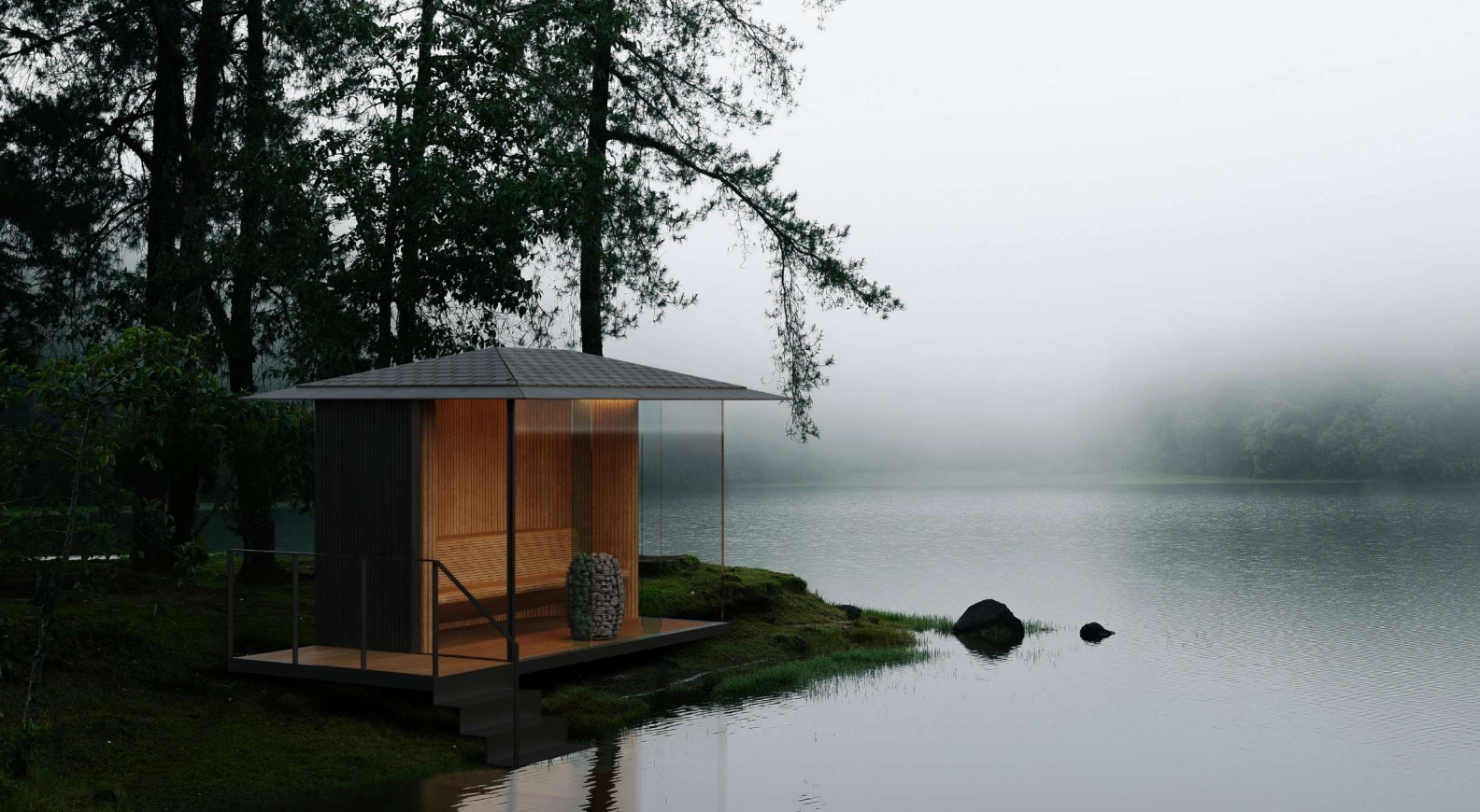 SAUNA. outdoor sauna beside lake